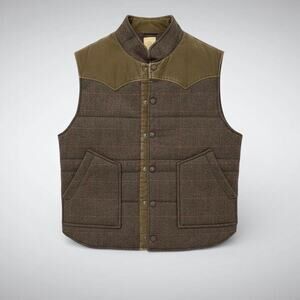 Tre Vero Mens L Vest Coat Wool Blend Corduroy Tweed Plaid Western Rockabilly L